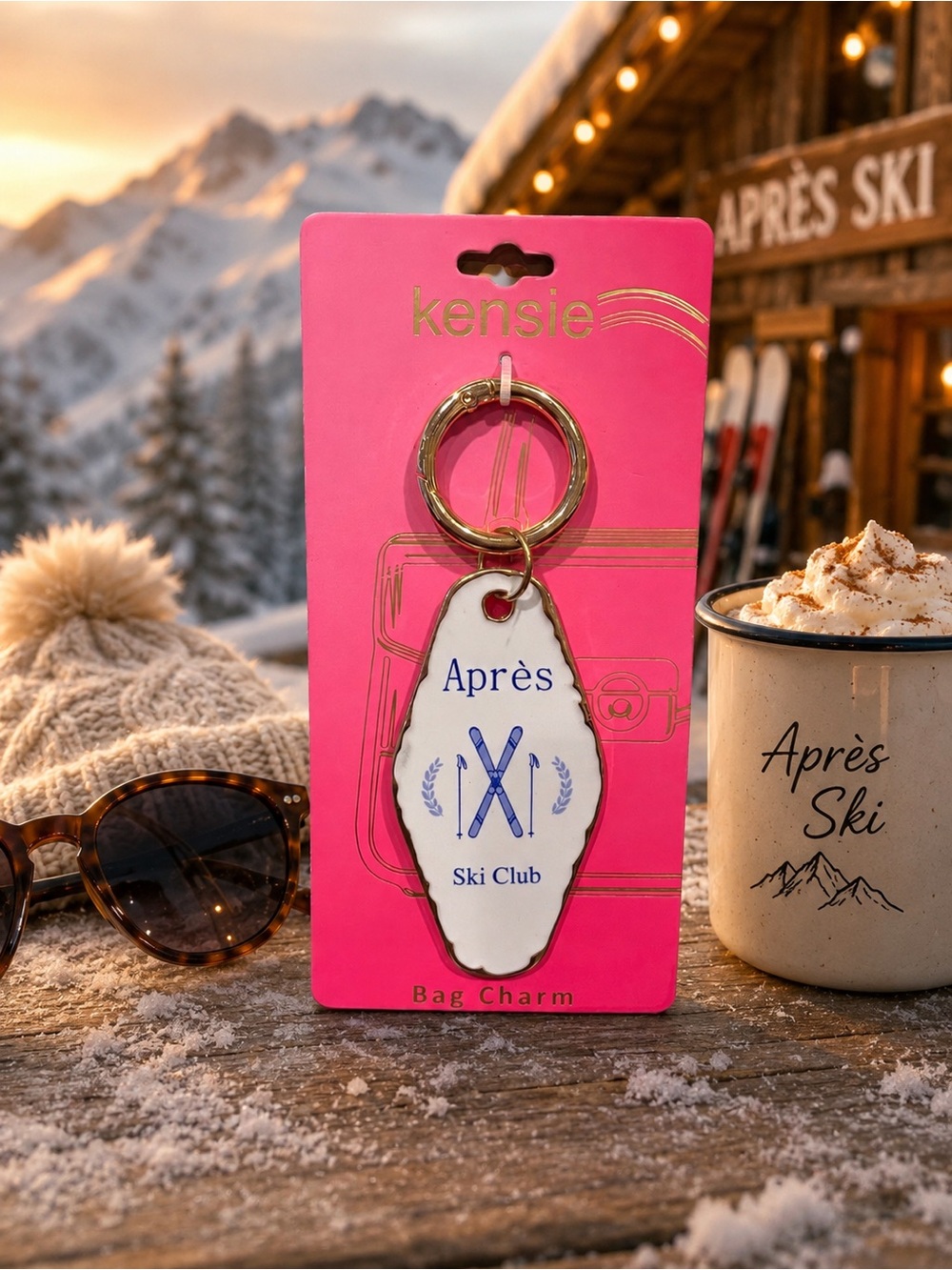 Kensie Après Ski Club Motel Style Keychain Bag Charm NWT